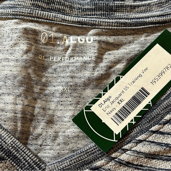 01. ALGO XXL Blue Eric Jacquard Training Vee Shirt Performance Stitch Fix - Picture 3 of 5